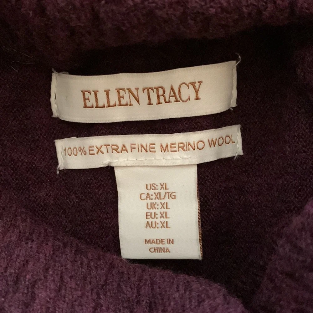 Merino Wool Plum Turtleneck Sweater - Picture 5 of 6